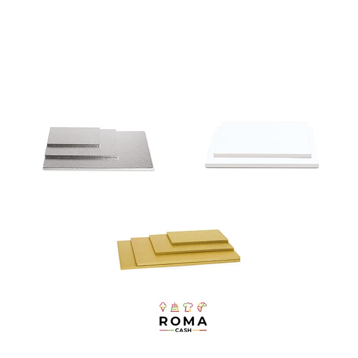 SOTTOTORTA RETTANGOLO ORO/ARGENTO/BIANCO PZ 1 VARIE MISURE - Roma