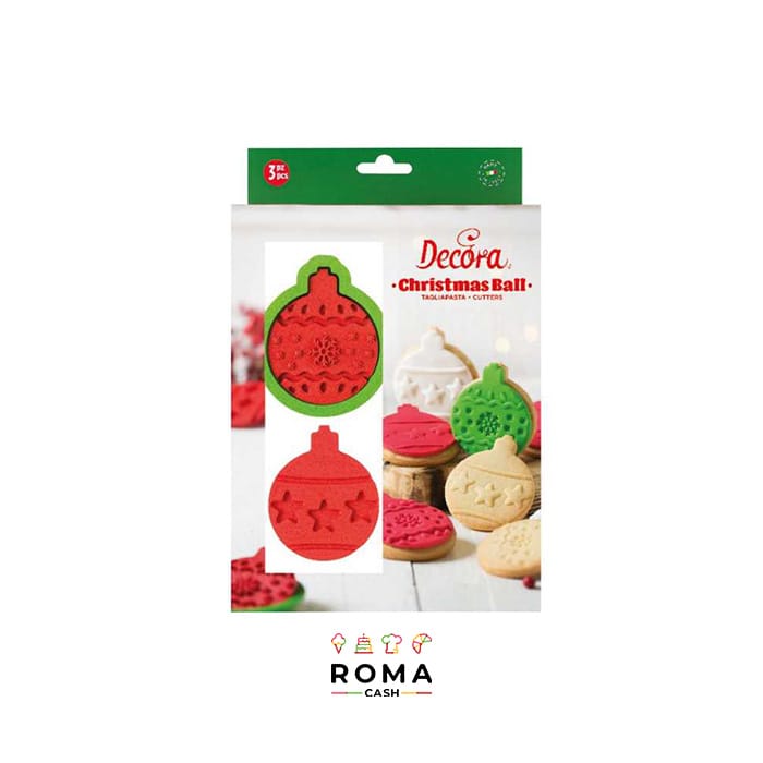 SET 3 TAGLIABISCOTTI PALLINE NATALIZIE CON MARCATORI IN PLASTICA